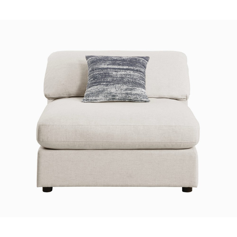 Fabric Upholstered Wooden Armless Chair with Loose Cushion Seat and Small Feet Beige CCA-551321
