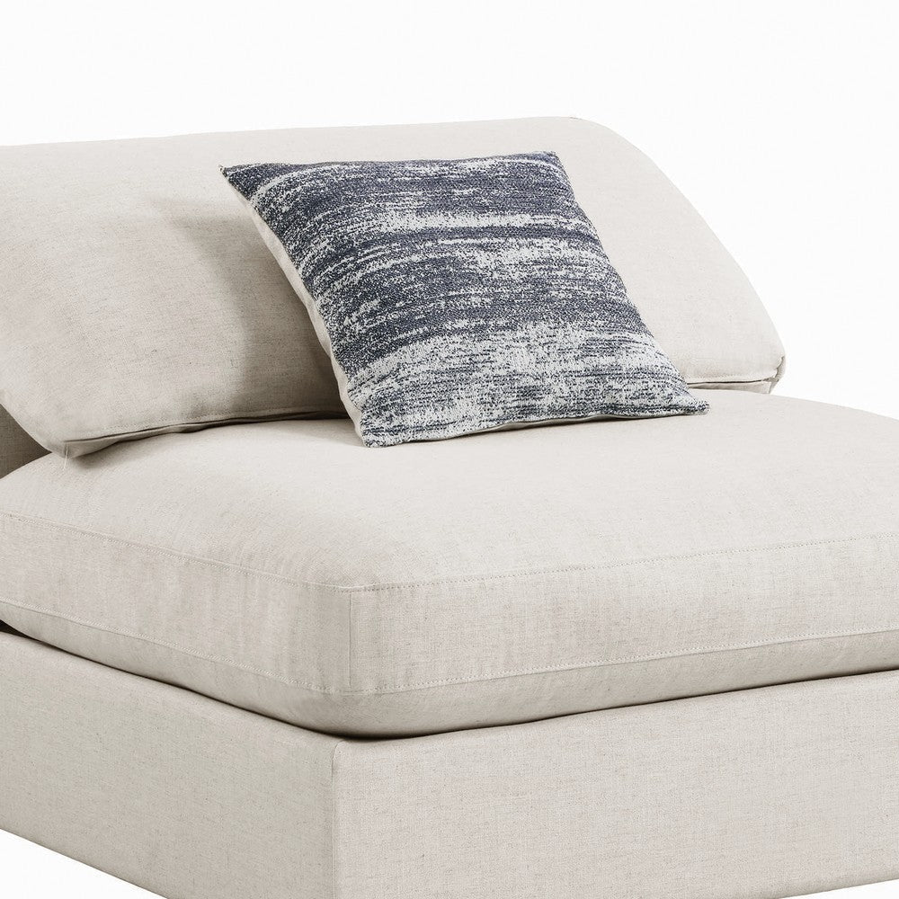 Fabric Upholstered Wooden Armless Chair with Loose Cushion Seat and Small Feet Beige CCA-551321