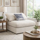Fabric Upholstered Wooden Armless Chair with Loose Cushion Seat and Small Feet, Beige