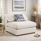 Fabric Upholstered Wooden Armless Chair with Loose Cushion Seat and Small Feet, Beige