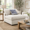 Fabric Upholstered Wooden Armless Chair with Loose Cushion Seat and Small Feet, Beige