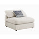 Fabric Upholstered Wooden Armless Chair with Loose Cushion Seat and Small Feet, Beige
