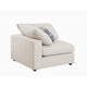 Fabric Upholstered Wooden Corner Chair with Loose Cushion Seat and Small Feet, Beige