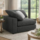 Fabric Upholstered Wooden Corner Chair with Loose Cushion Seat and Small Feet, Dark Gray