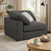 Fabric Upholstered Wooden Corner Chair with Loose Cushion Seat and Small Feet, Dark Gray
