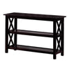 Transitional Wooden Sofa Table With ’X’ Side Design & Two Shelves Dark Brown - 5910 CCA-5910