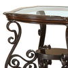 Traditional Solid End Table With Glass Inset Metal Scrolls & 2 Shelves Brown CCA-702447