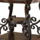 Traditional Solid End Table With Glass Inset Metal Scrolls & 2 Shelves Brown CCA-702447