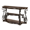 Traditional Solid Sofa Table Metal Scrolls & 2 Shelves Brown - 702449 CCA-702449