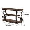 Sofa Table | Traditional Solid Wood | Glass Inset | Metal Scrolls