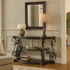 Sofa Table | Traditional Solid Wood | Glass Inset | Metal Scrolls