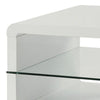 Modern End Table With Rounded Corners & Clear Tempered Glass Shelf White CCA-703267