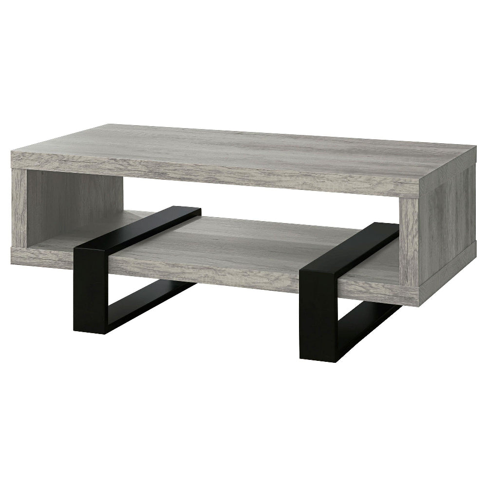 Coffee Table | Driftwood Modern | Open Shelf | Gray Black CCA-720878