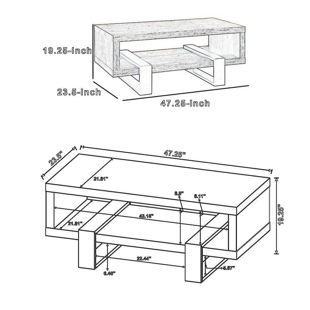 Coffee Table | Driftwood Modern | Open Shelf | Gray Black CCA-720878