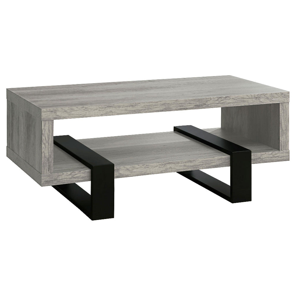 Coffee Table | Driftwood Modern | Open Shelf | Gray Black CCA-720878
