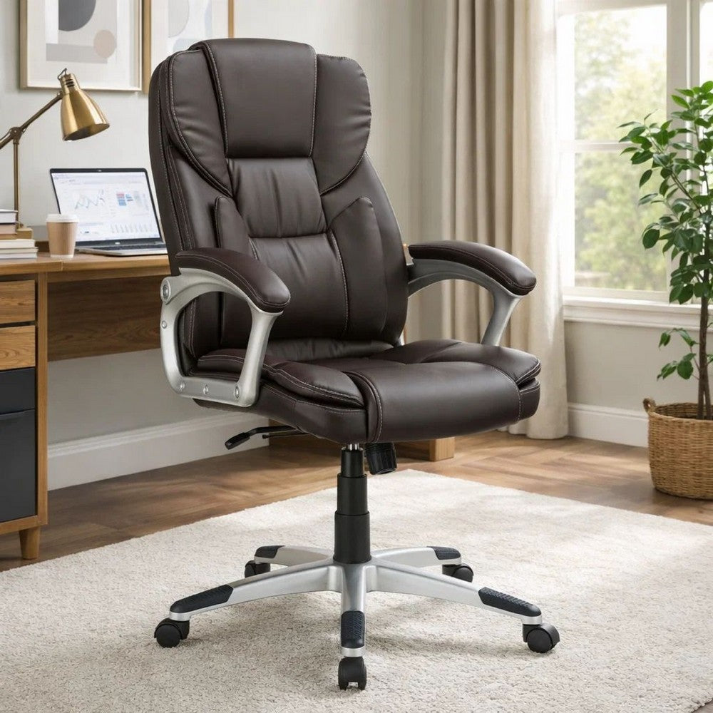 Office Chair | Executive High Back | Leather | Dark Brown