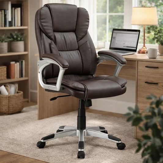 Office Chair | Executive High Back | Leather | Dark Brown