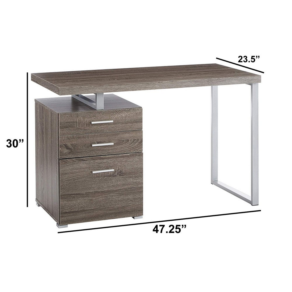 Office Desk | Modish Design | File Drawer | Gray Finish