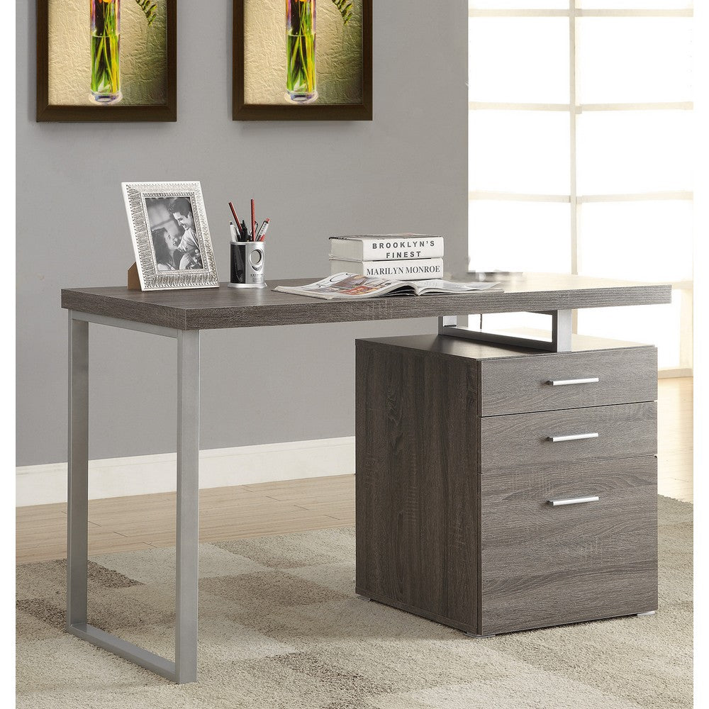 Office Desk | Modish Design | File Drawer | Gray Finish