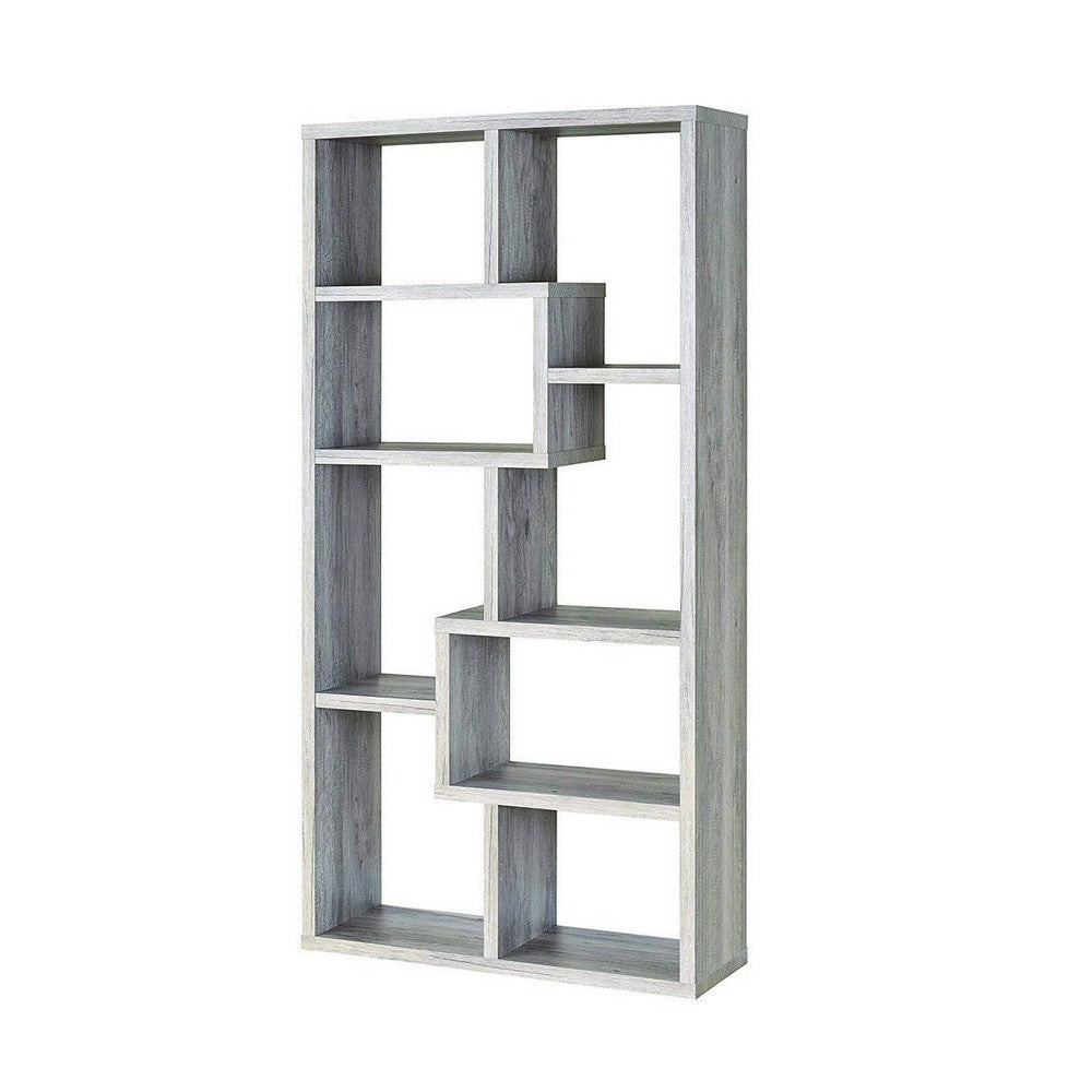 Modish Wooden Bookcase With Multiple Shelves, Gray By Coaster