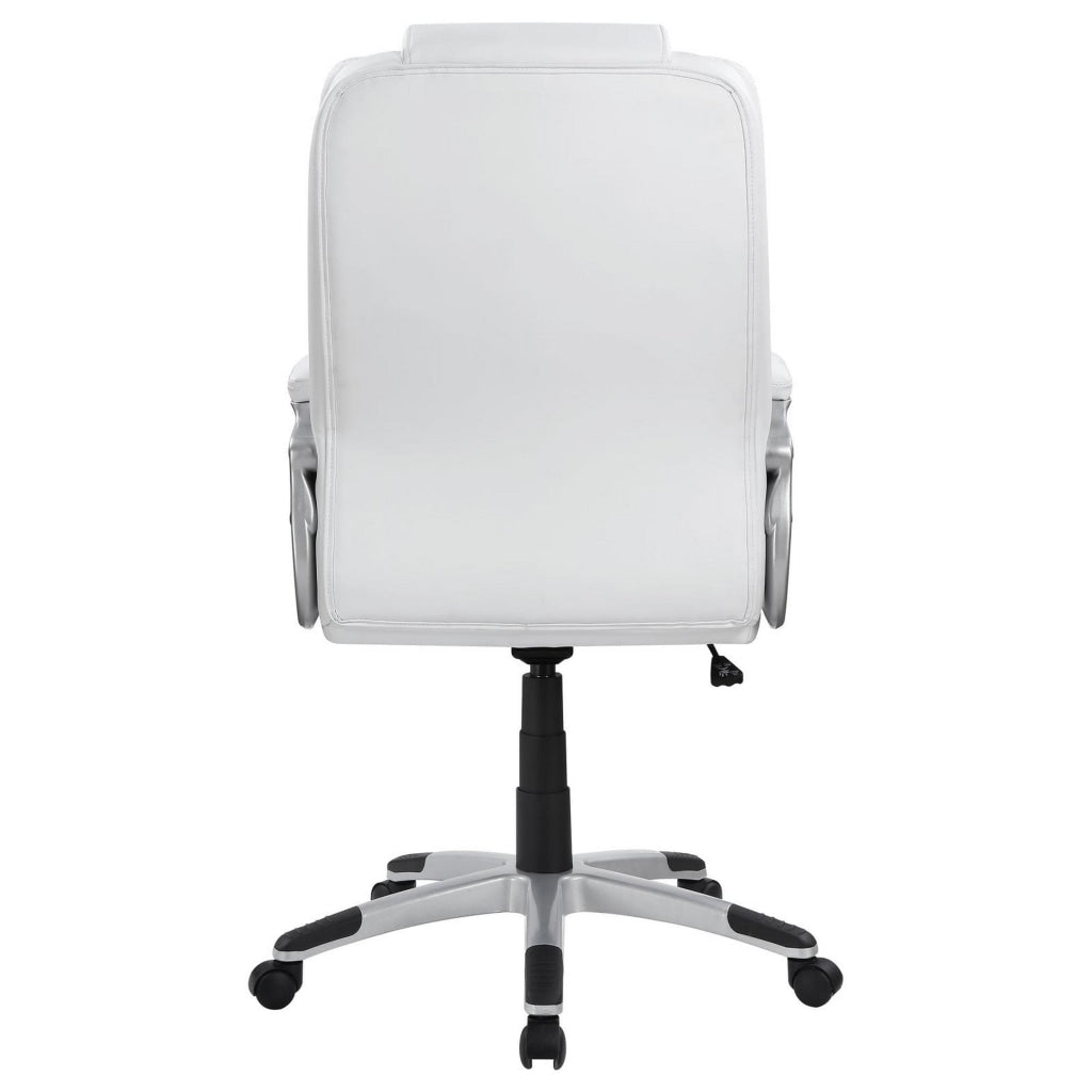 Contemporary Leatherette Executive High Back Chair White Silver - By Casagear Home