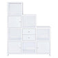 Asymmetrical Bookcase With Cube Storage Compartments, White