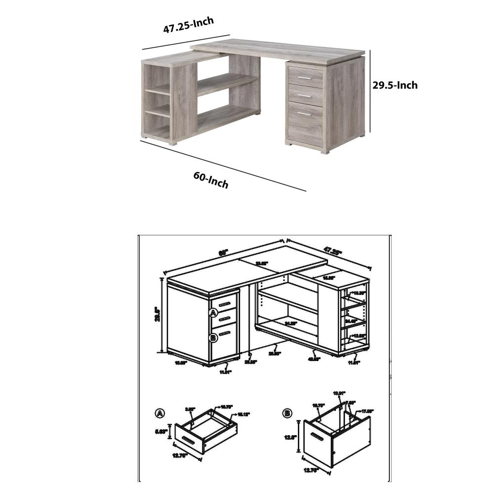 Office Desk | L Shaped Contemporary | Gray Finish CCA-801516