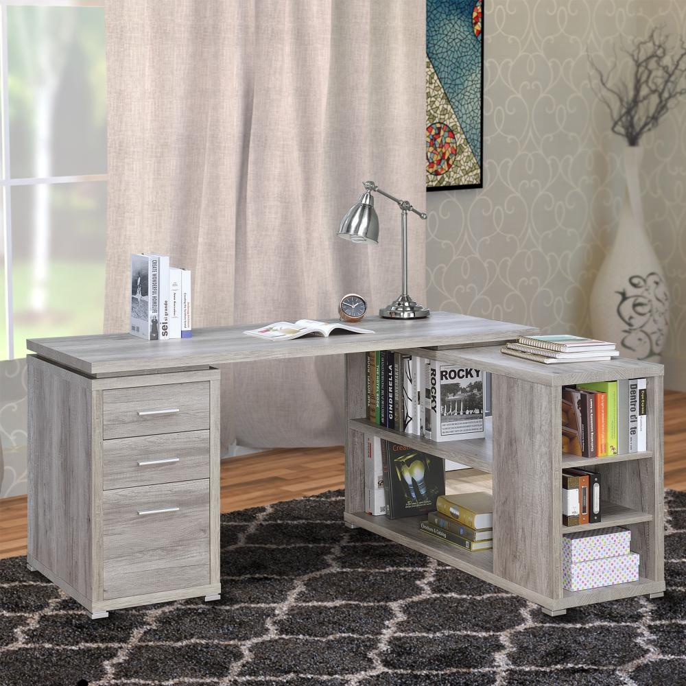 Office Desk | L Shaped Contemporary | Gray Finish CCA-801516
