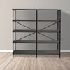 Olga 63 Inch Industrial 4 Tier Bookshelf Particleboard Metal Frame Gray Black - BM159421 BM159421