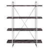 4 Shelf Wood and Metal Bookcase with X shape Back Support Gray and Silver CCA-802613