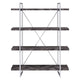 4 Shelf Wood and Metal Bookcase with X shape Back Support Gray and Silver CCA-802613