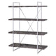 4 Shelf Wood and Metal Bookcase with X shape Back Support Gray and Silver CCA-802613