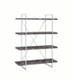 4 Shelf Wood and Metal Bookcase with X shape Back Support, Gray and Silver