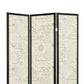 Three Panel Folding Floor Screen with Postal Script Panels, Brown