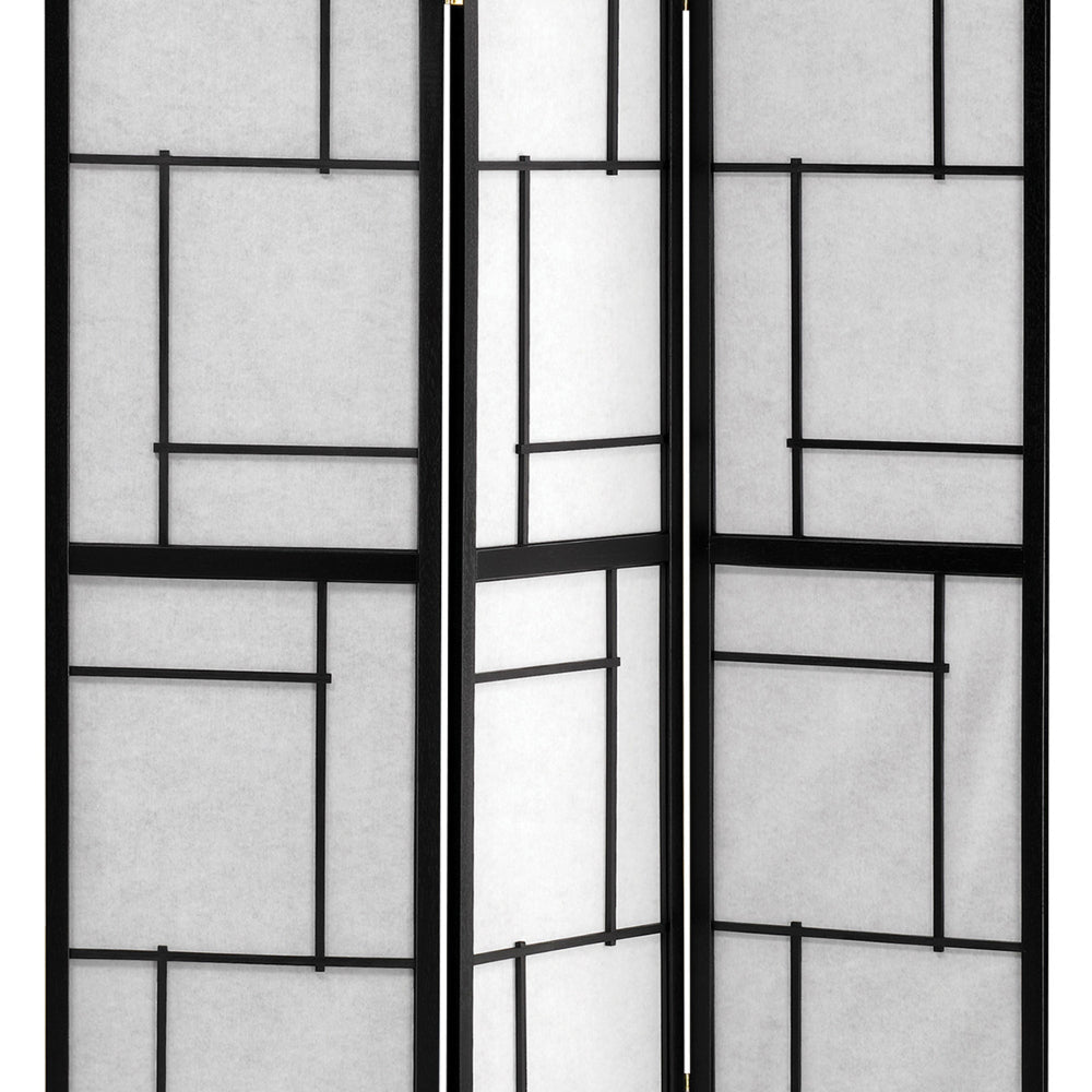 Stylish 3 Panel Wooden Folding Screen, Black