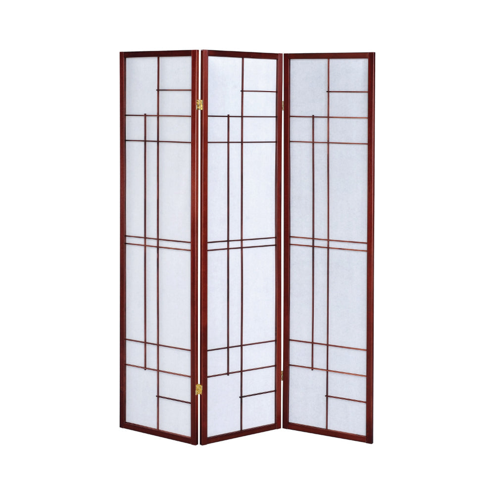 Classic 3 Panel Wooden Folding Screen, Brown