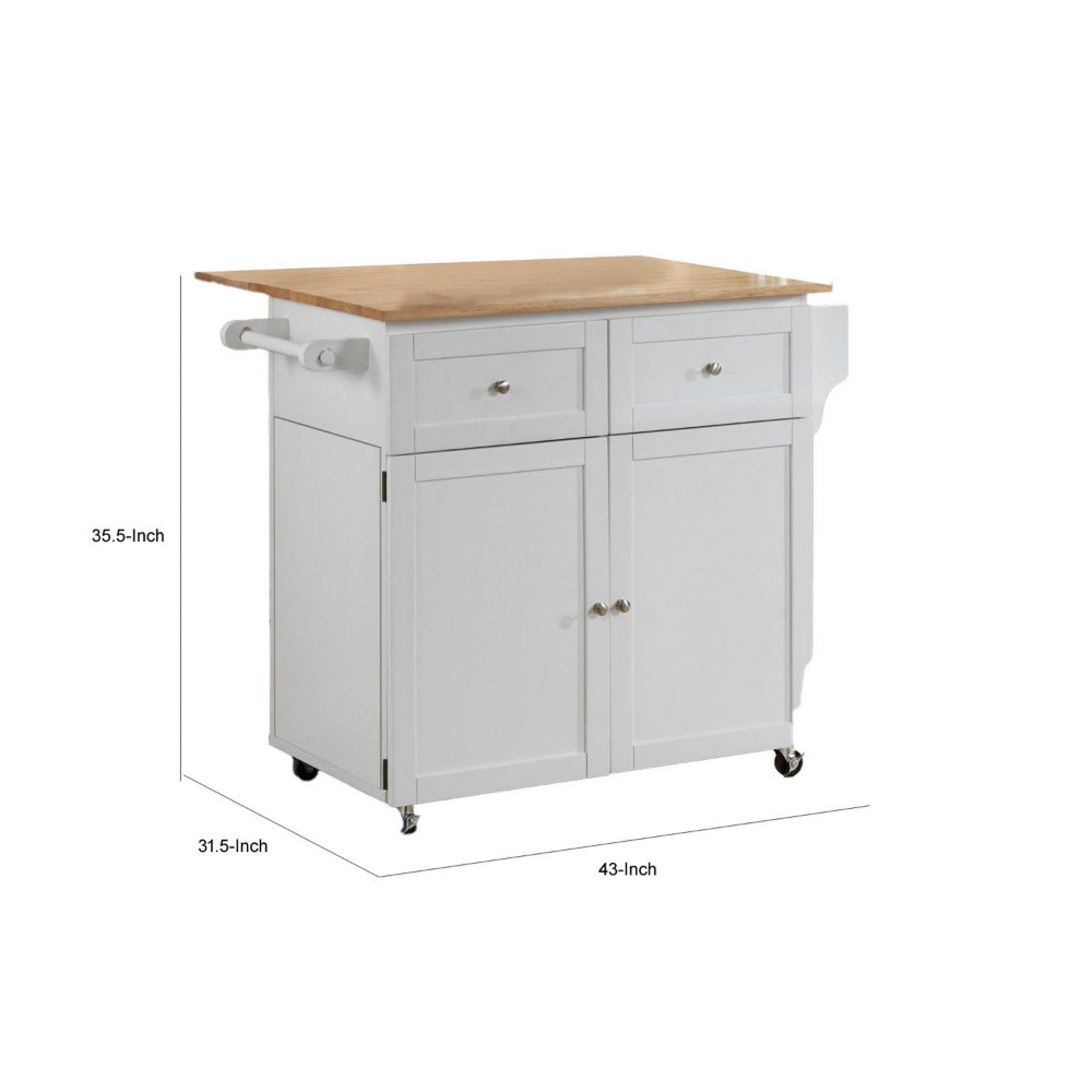 Modish Dual Tone Wooden Kitchen Cart, Brown And White