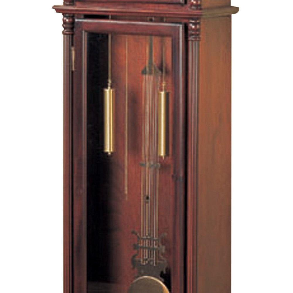 Old style Wooden Grandfather Clock with Chime Brown By Casagear Home CCA-900749