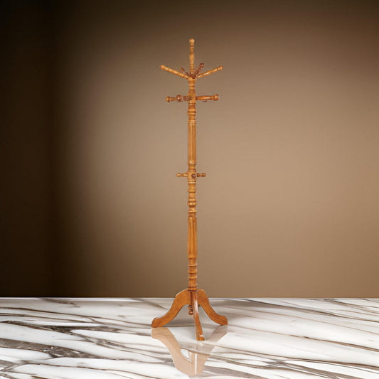 Coat Rack | Traditional Wood | Spinning Top | Brown Finish