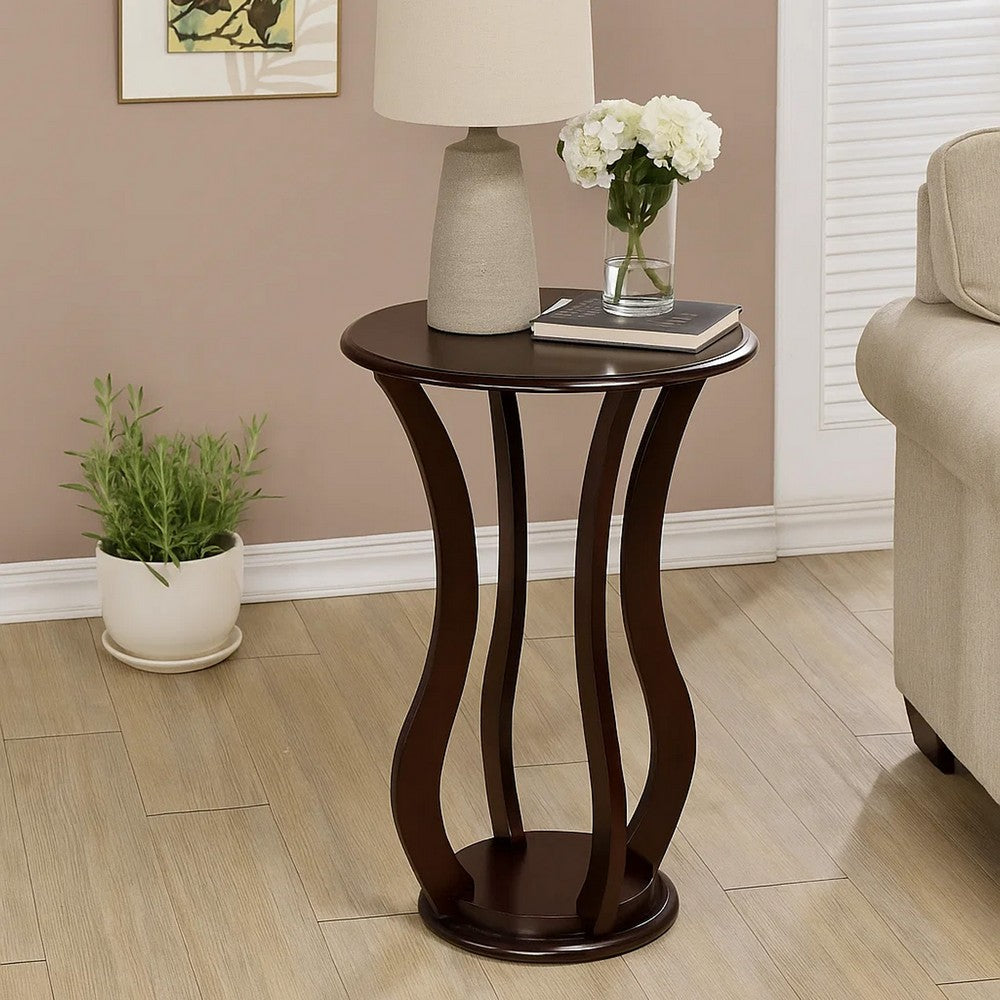 Contemporary Plant Stand With Bottom Storage Shelf Brown CCA-900934