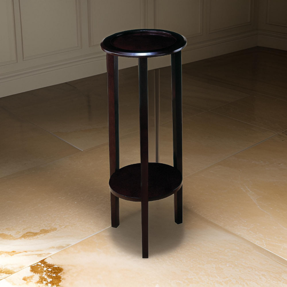 Plant Stand | Elegant Design | Round Top | Brown Finish