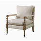 Fabric Upholstered Wooden Accent Chair with Manchette Armrest Beige and Brown - 903058 CCA-903058
