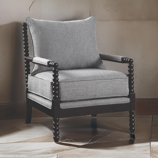Accent Chair | Turned Design Back | Gray Upholstery