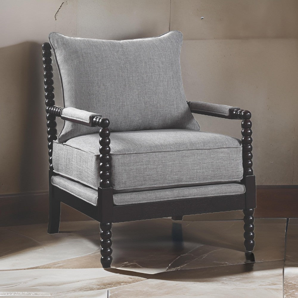 Accent Chair | Turned Design Back | Gray Upholstery