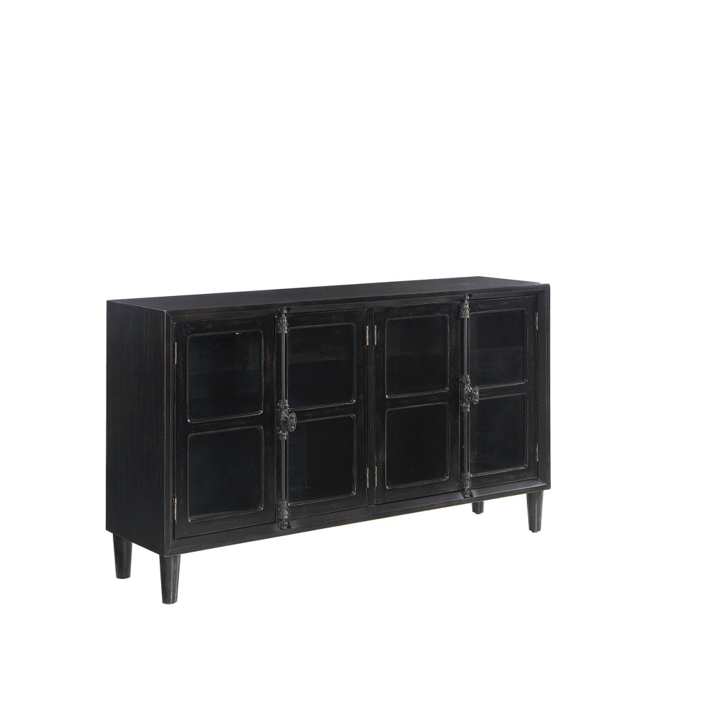 Traditional Wooden Accent Cabinet With Glass Doors Black CCA-950780