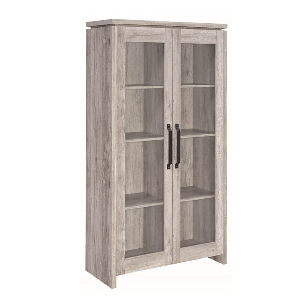 Curio Cabinet | Glass Doors | Spacious Wood Frame | Gray CCA-950783