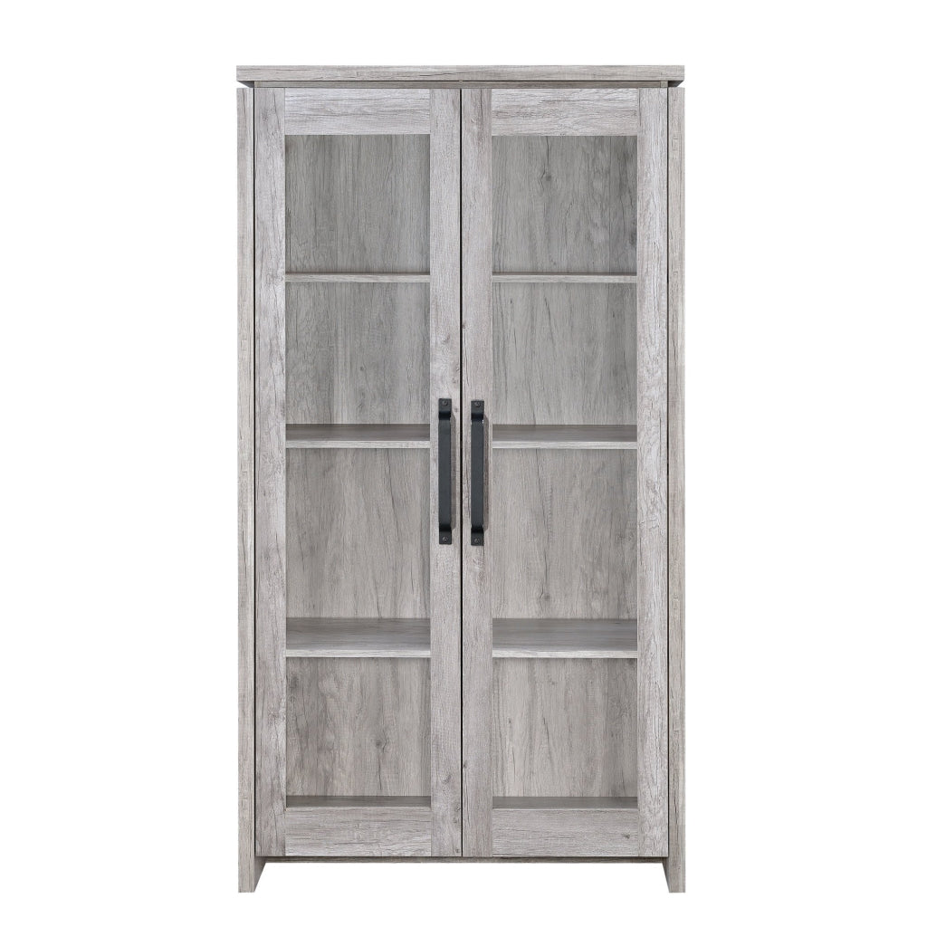 Curio Cabinet | Glass Doors | Spacious Wood Frame | Gray CCA-950783