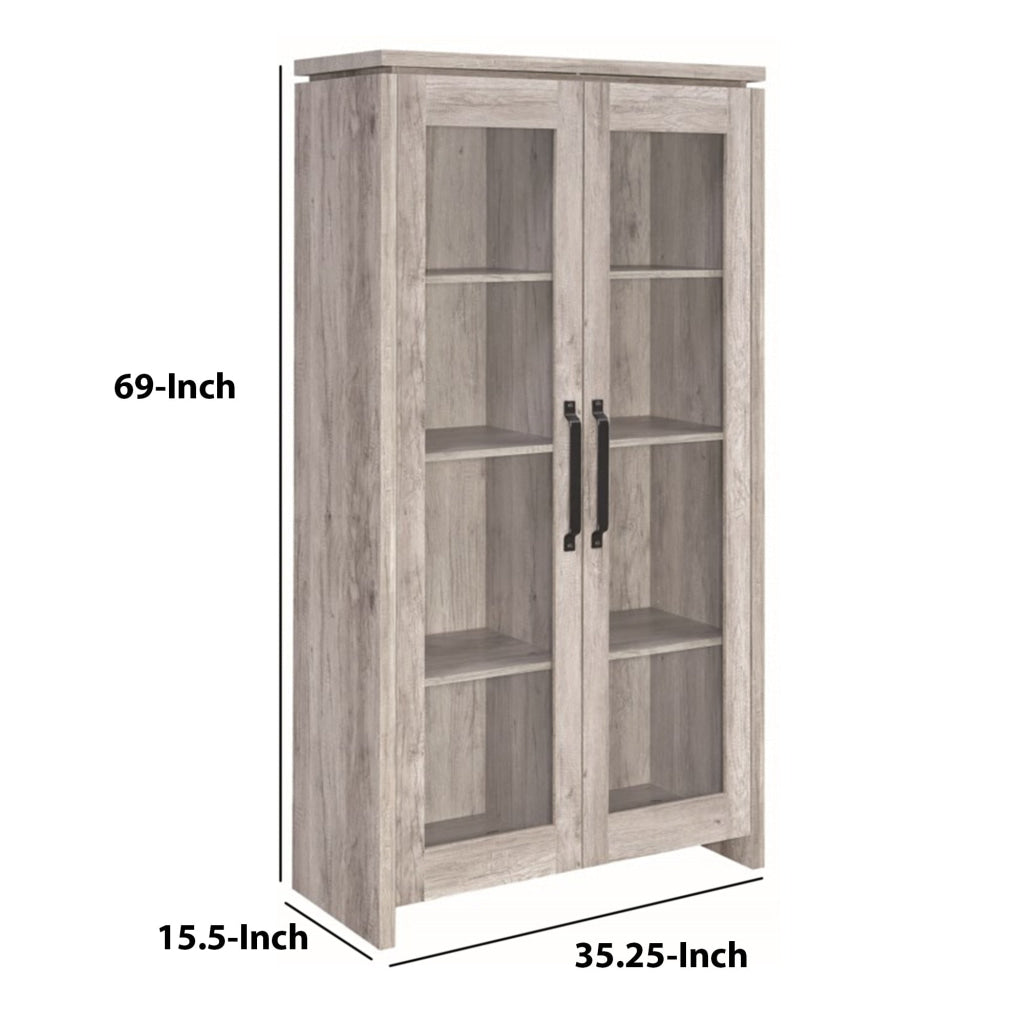 Curio Cabinet | Glass Doors | Spacious Wood Frame | Gray CCA-950783