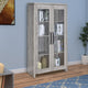 Curio Cabinet | Glass Doors | Spacious Wood Frame | Gray