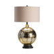 Table Lamp | Natural Tan Linen Shade | Glass Silver Metal Base | 31"